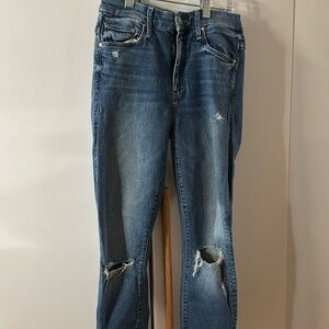 Mother Denim - High Waisted Looker Ankle Chew Skinny Jeans